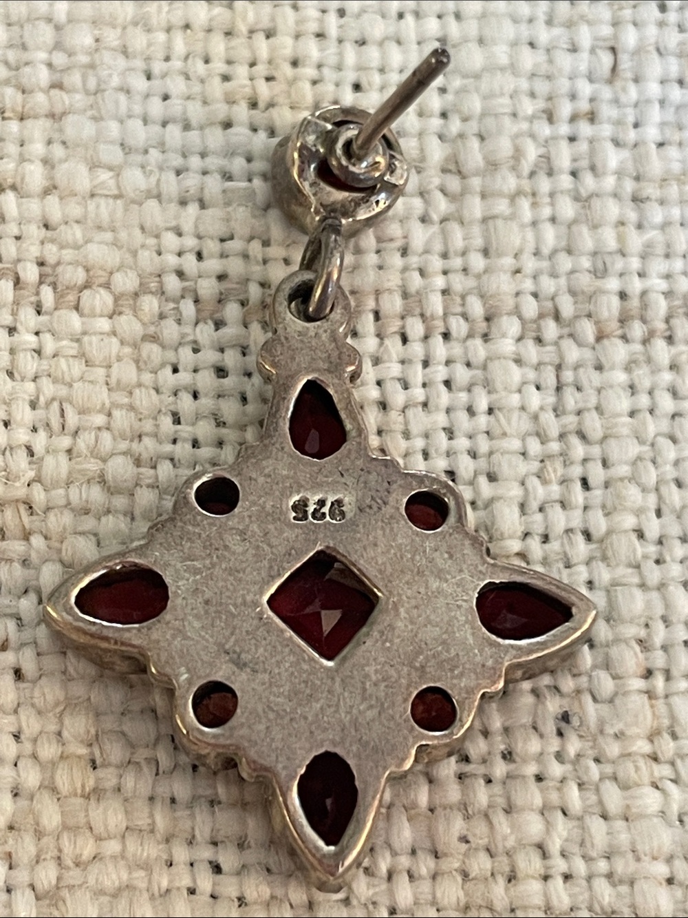 Sterling Silver Red Garnet Earrings - Picture 7 of 9